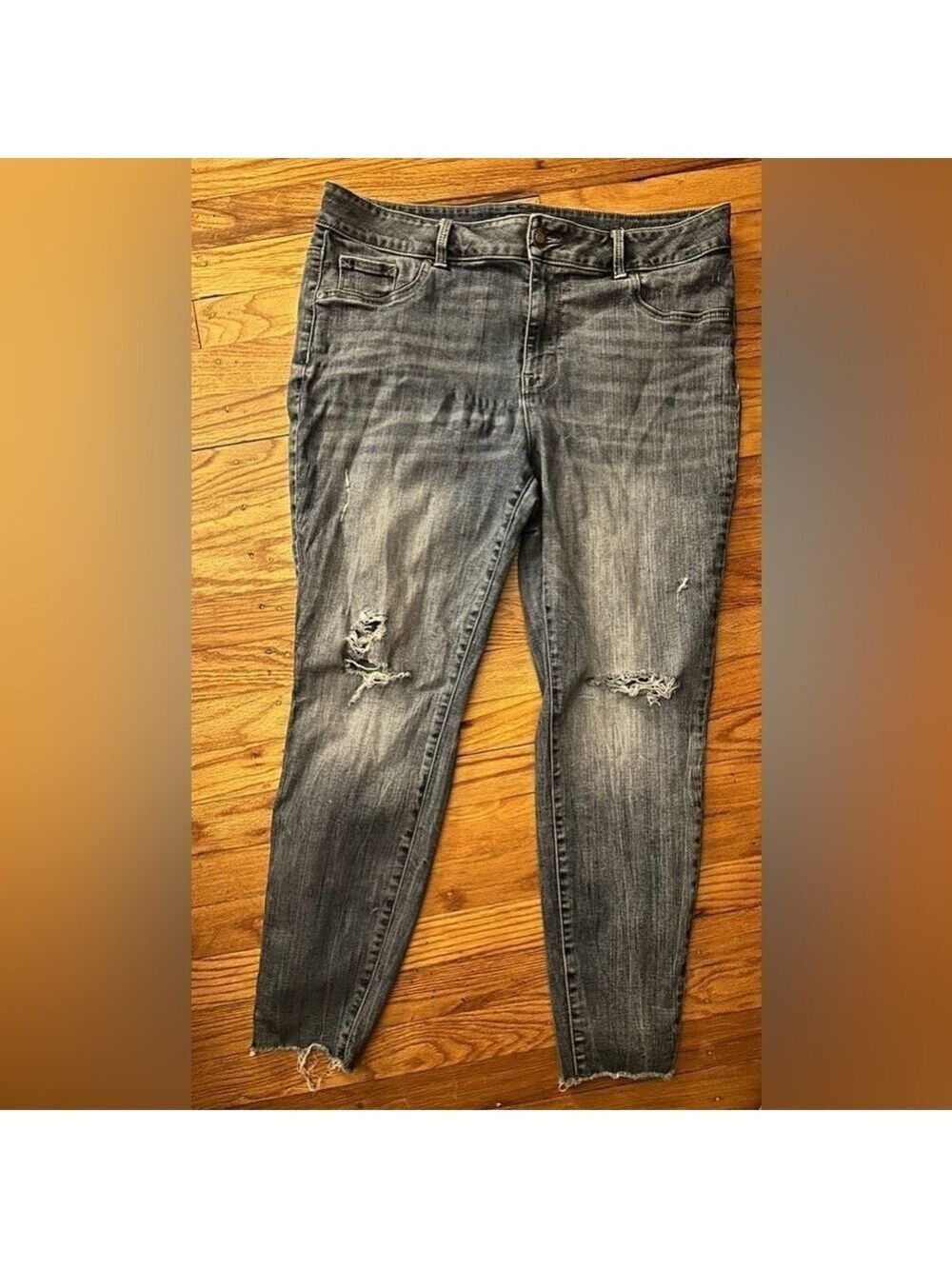 Maurices Plus Size High Rise Ripped Skinny Frayed Hem Jeans - Picture 10 of 12